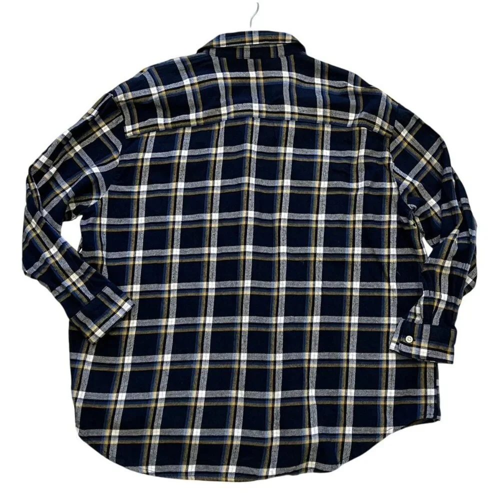 Old Navy Womens XL Boyfriend Shirt 100% Cotton Plaid Navy White - Picture 7 of 7